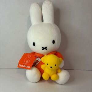 Sekiguchi Miffy Plush Bunny With Yellow Bear Dick Bruna Orange Outfit 11" Rare